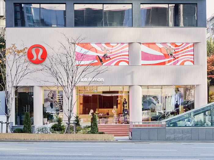 The exterior of a Lululemon store.