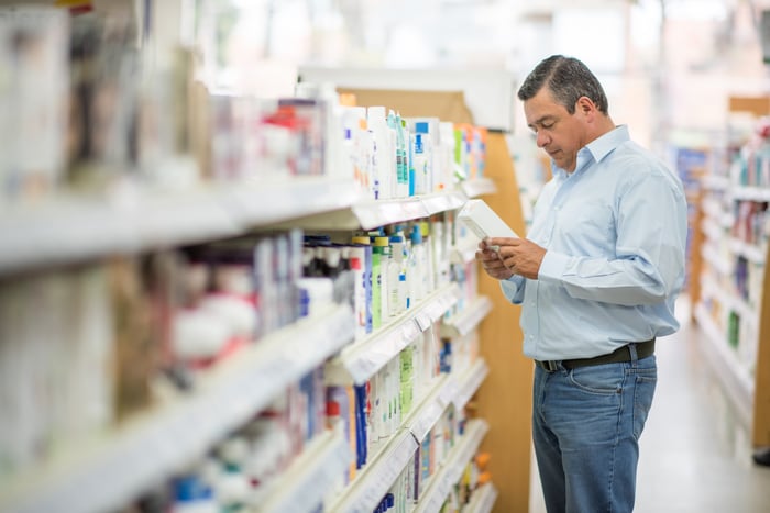 Customer shops for medicine.