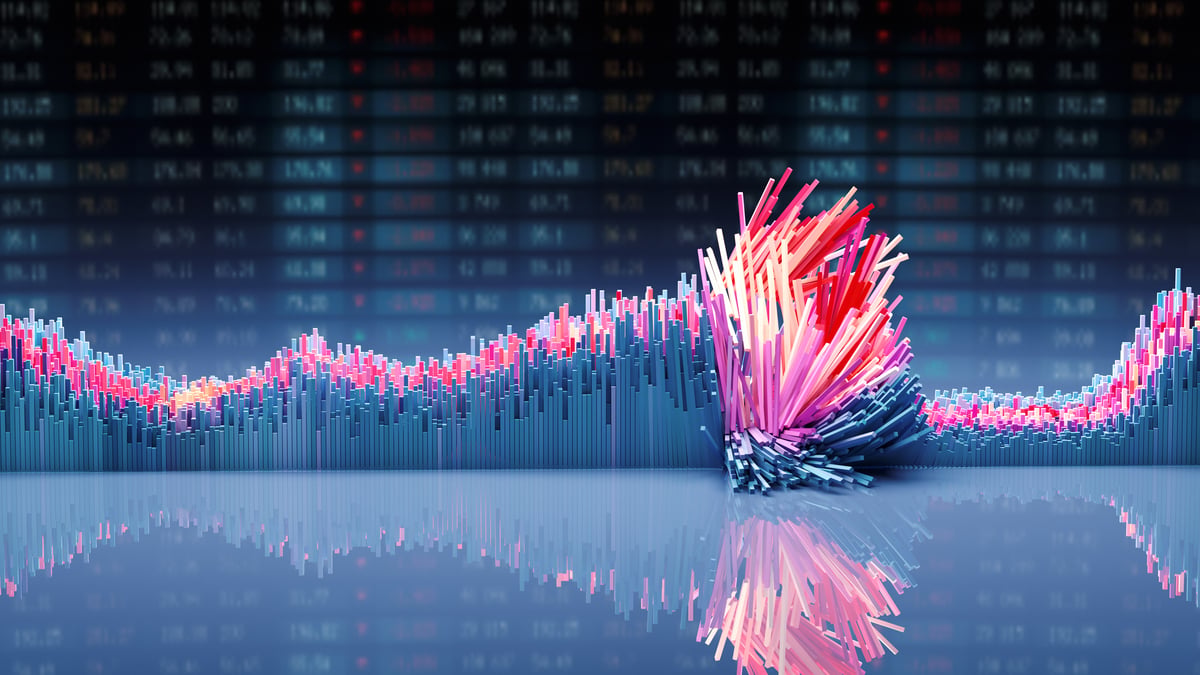 Abstract image featuring a bar chart shattering into pieces, showcasing the concept of contrarian investing.