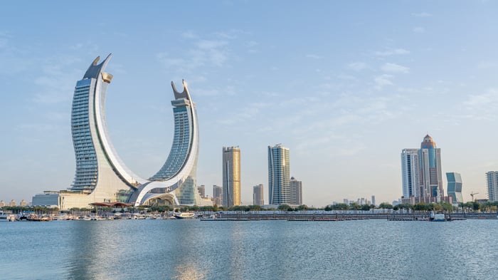 A futuristic city. 