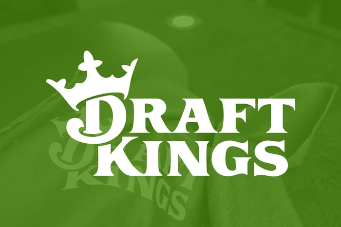 The DraftKings logo against a green background.