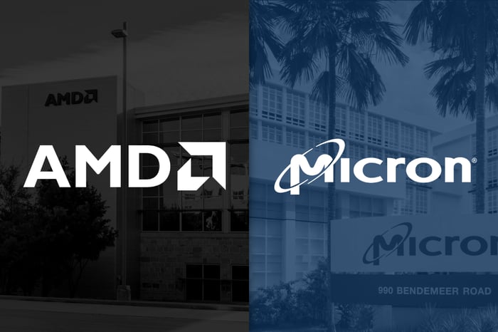 AMD and Micron logos.