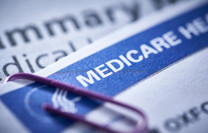 Medicare forms with paperclip.