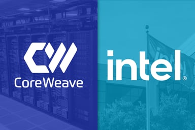 Intel and CoreWeave logos