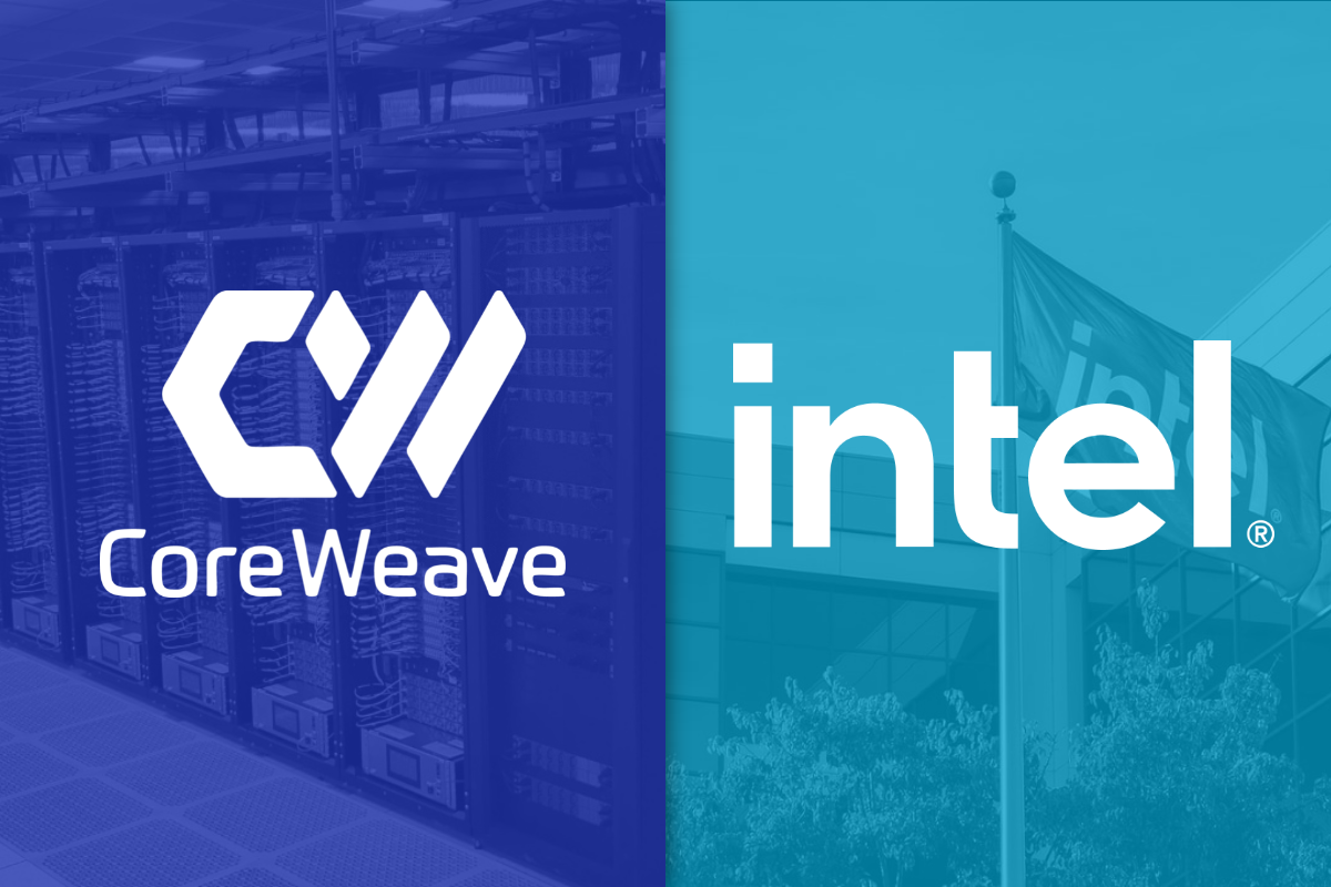 Intel and CoreWeave logos