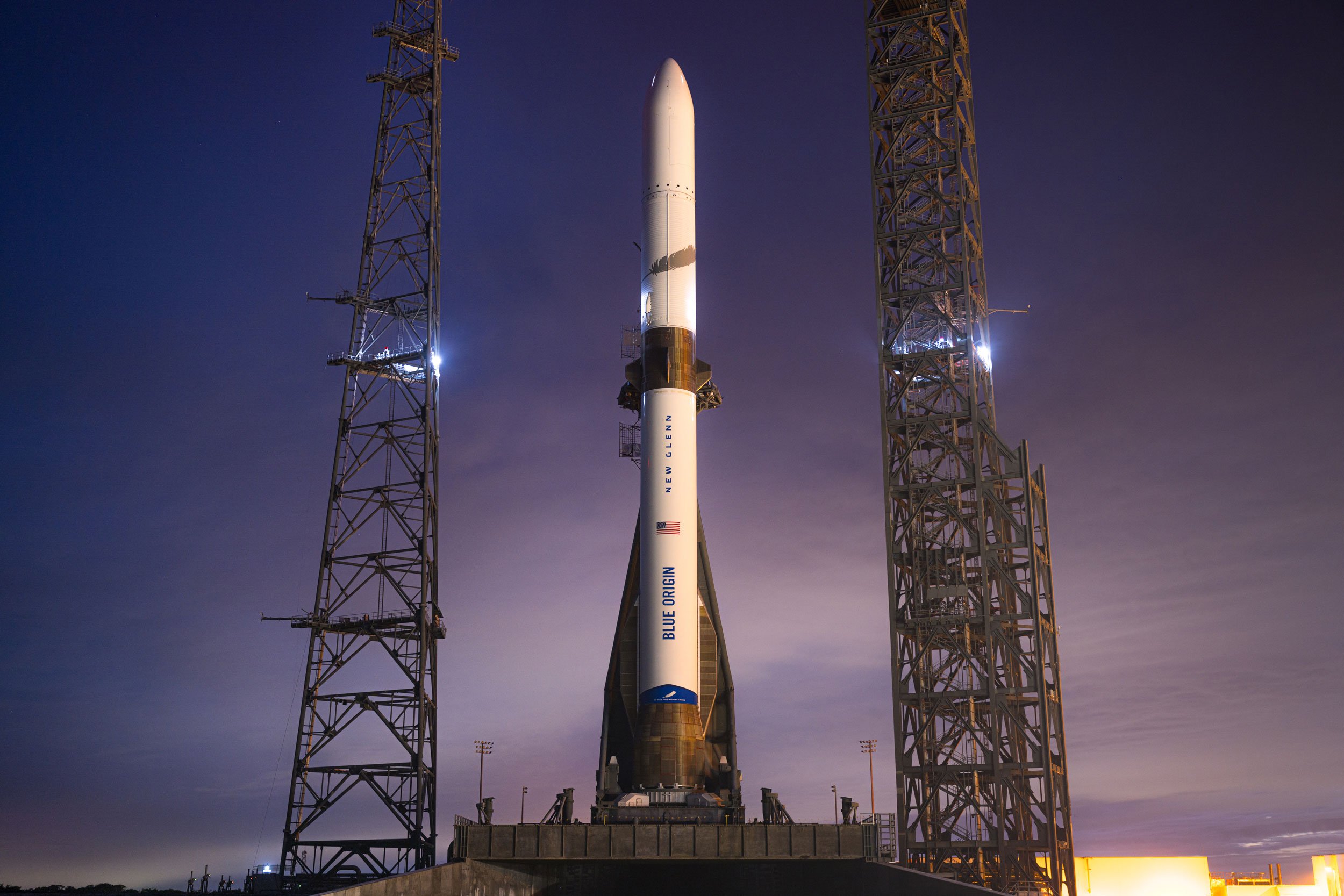 New Glenn rocket on pad for January 16. IS Blue Origin