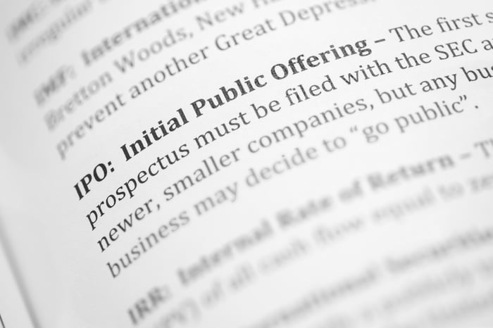 This image shows text explaining initial public offerings.