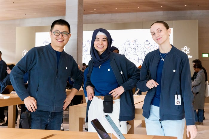 Apple team members in a store.