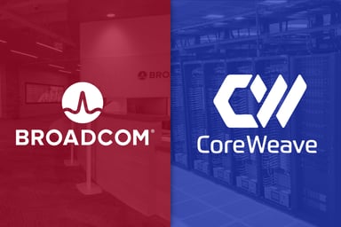 Broadcom and CoreWeave logos