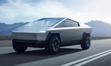 tesla cybertruck on road