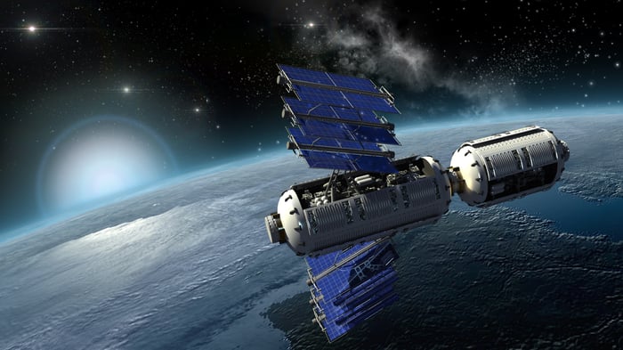 Spy satellite in orbit.