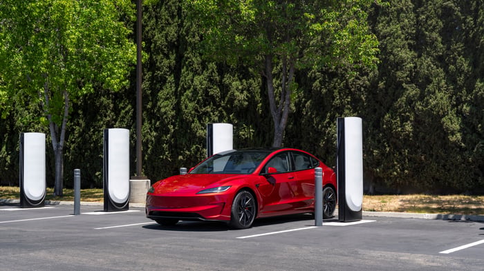A Tesla V4 Supercharger.
