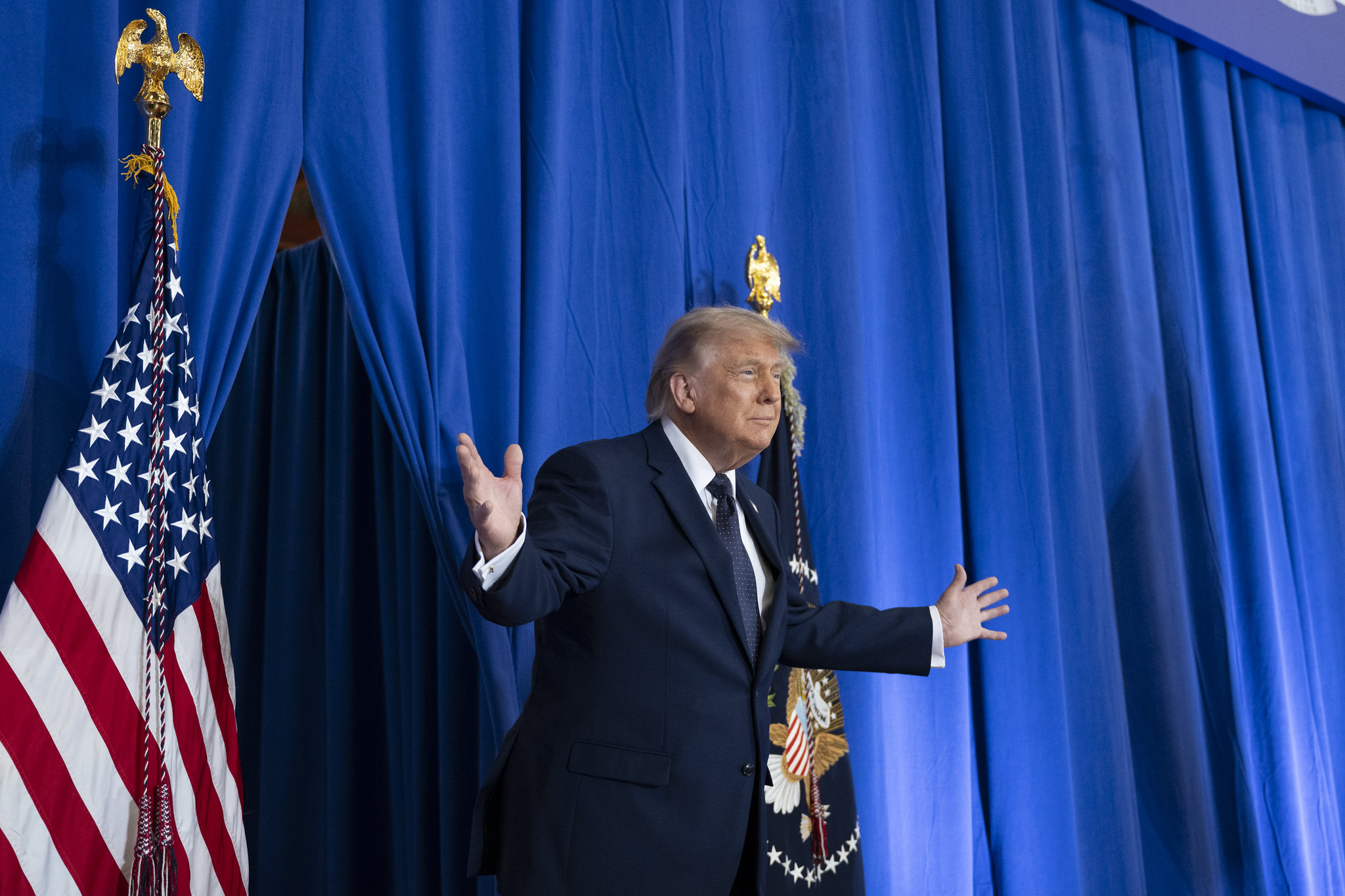 Trump with hands out - Official White House Photo by Joyce N. Boghosian