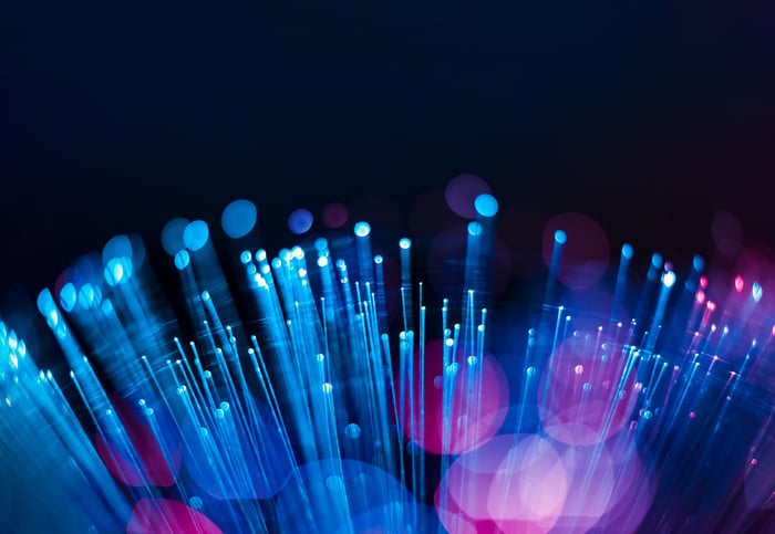 A close-up photo of a fiber optic cable.