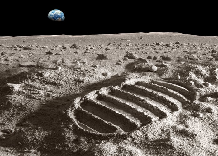 A footprint on the moon.
