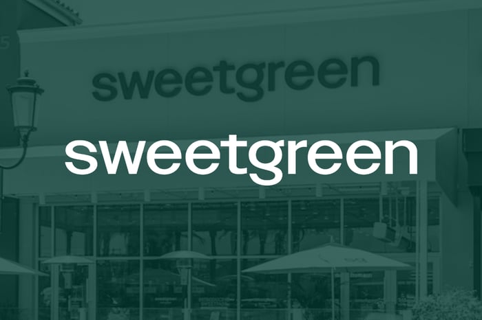 A white Sweetgreen logo on a green background.