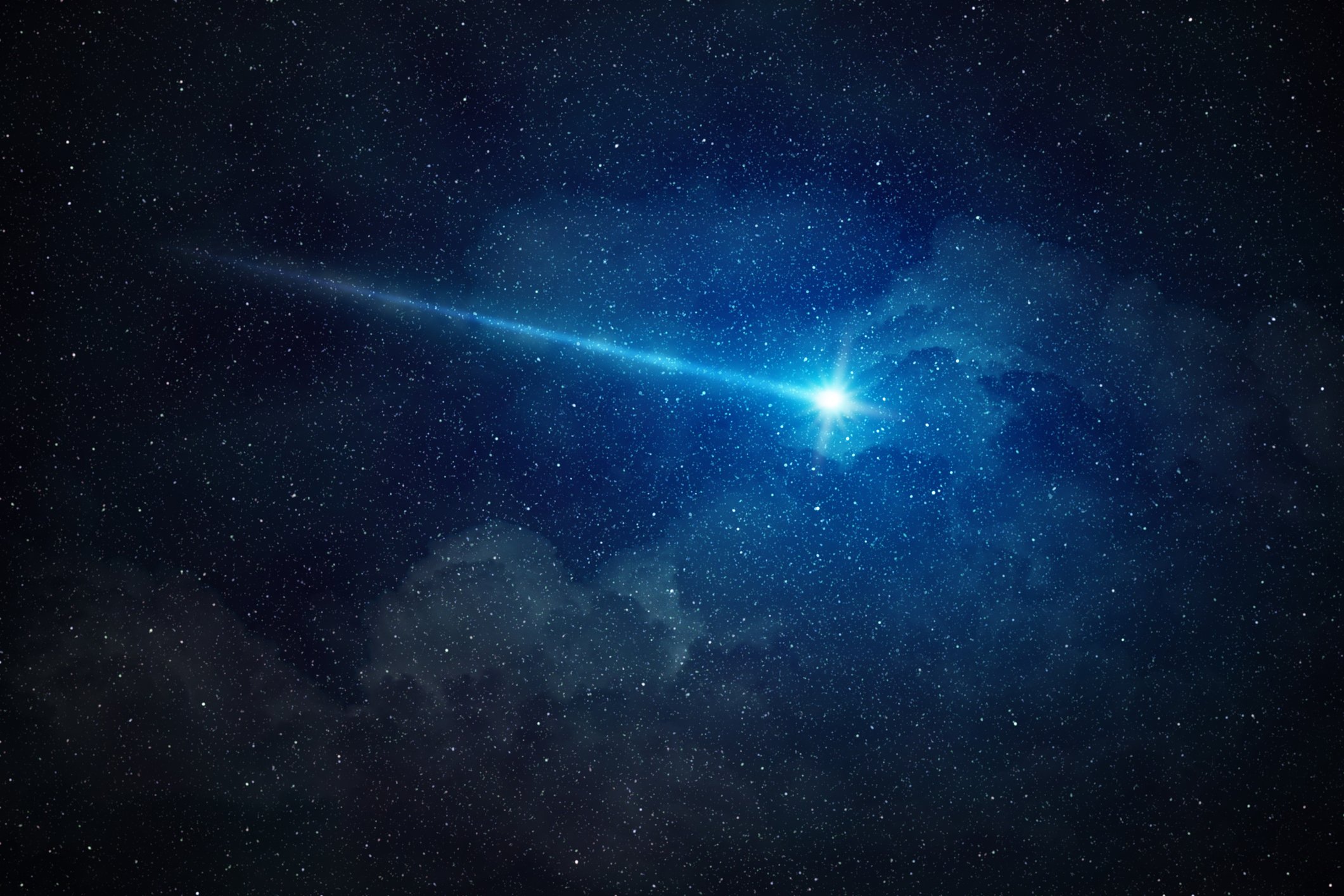 Falling star in a black sky
