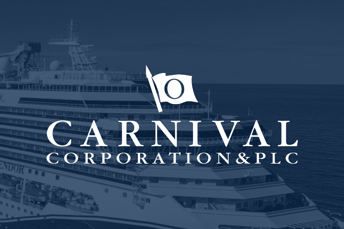 Carnival Corporation name and logo on blue filter with cruise ship in background_ The Motley Fool.