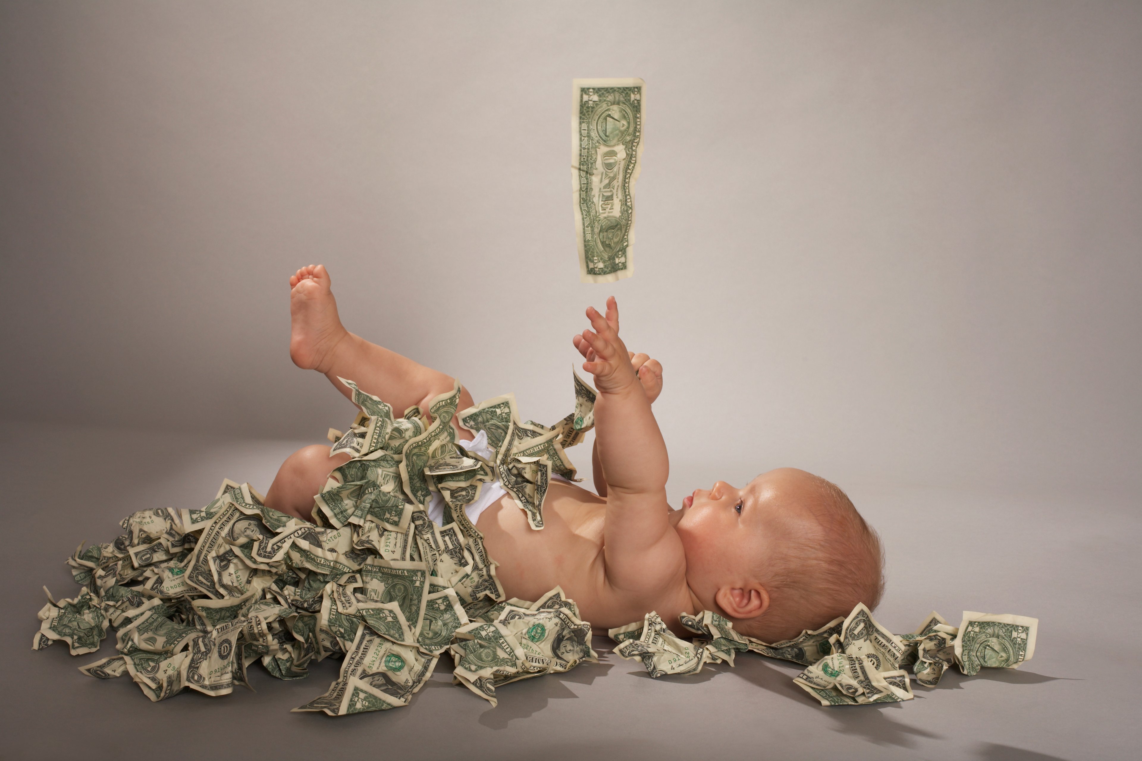 Infant baby investing cash