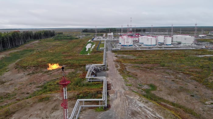 Pipeline and oil and gas holding tanks. 