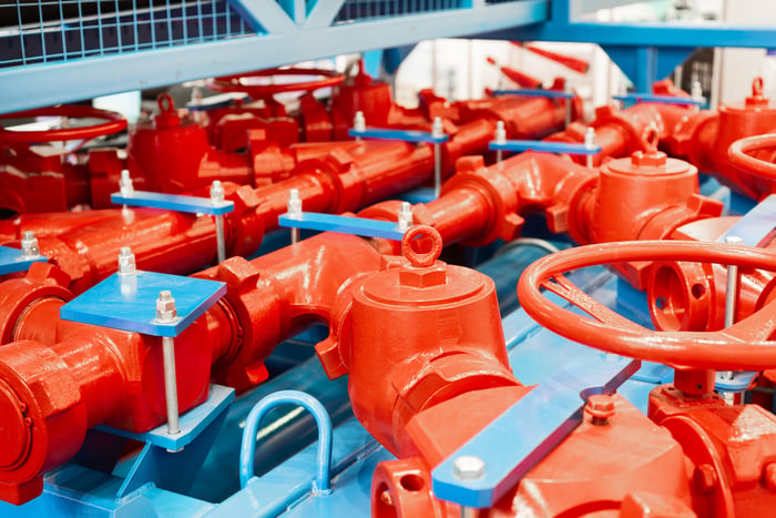 pipeline valves connected to each other