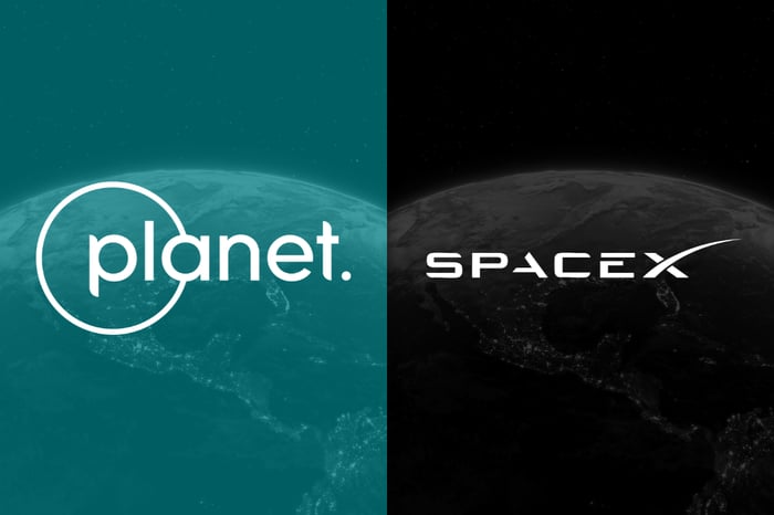 The Planet Labs and SpaceX logos.
