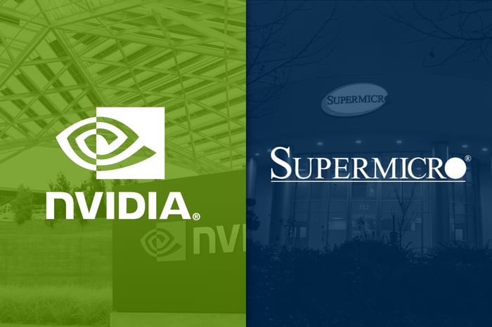Nvidia and Super Micro Computer logos.