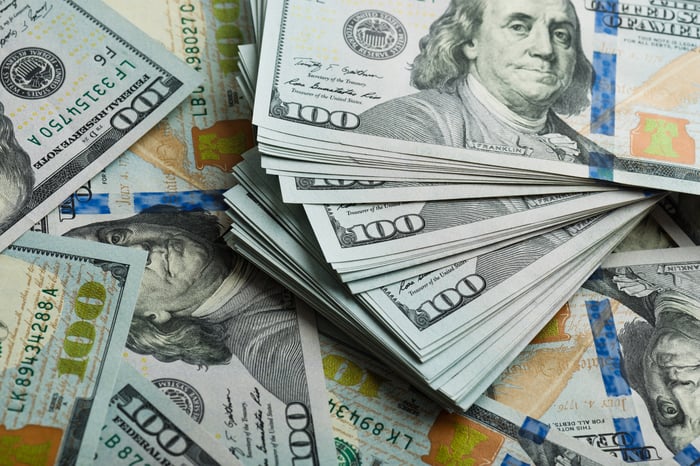 A large pile of bills.