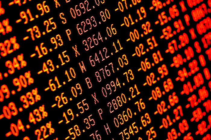 Red numbers on a stock chart.