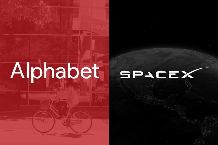 Alphabet and SpaceX logos.