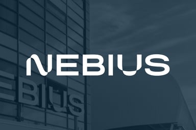 The Nebius logo superimposed over a picture of the company's headquarters building.