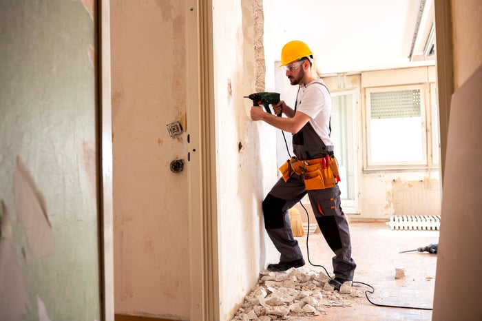 Contractor working on a renovation project.