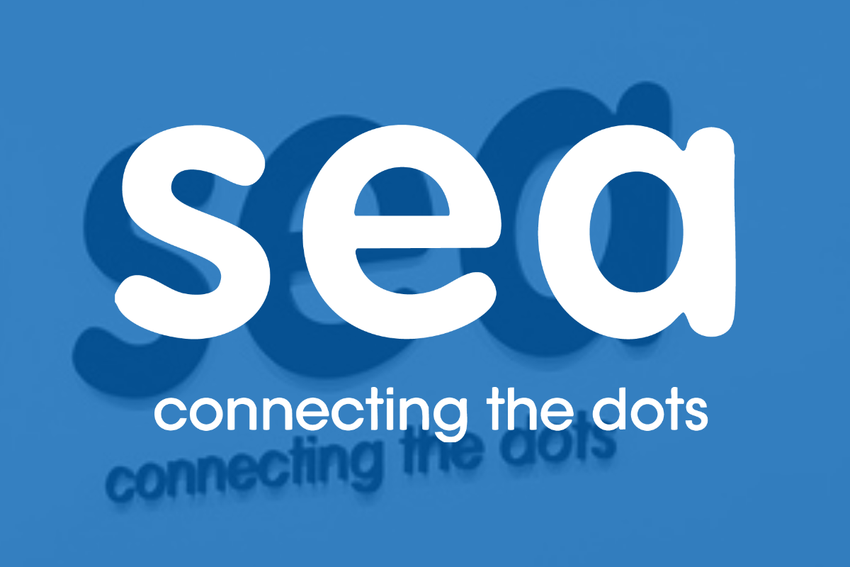 Sea Limited logo on a blue background with the motto connecting the dots.