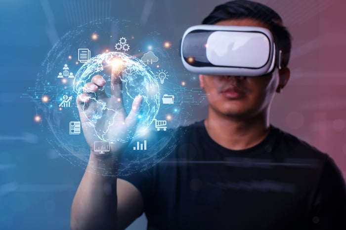 An individual wears AI glasses.