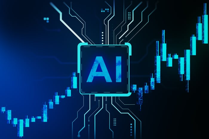 An AI chip in the center of a network.
