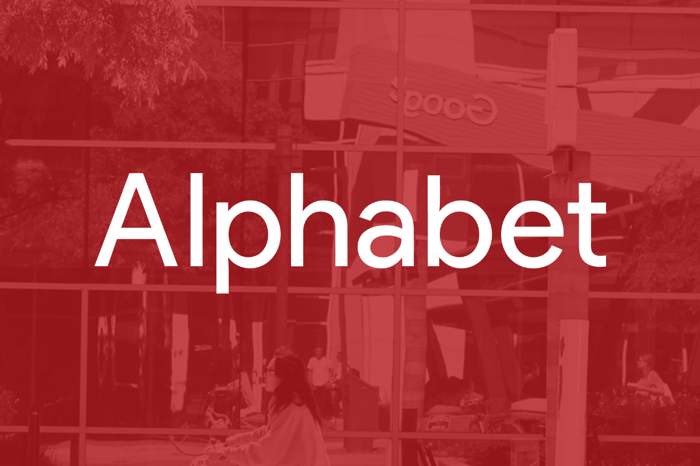 Alpahbet logo on a red background.