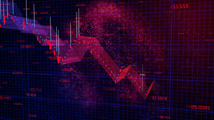 A chart line going down.