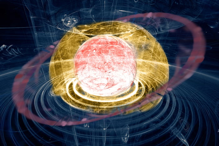 Diagram of a nuclear atom in fission.