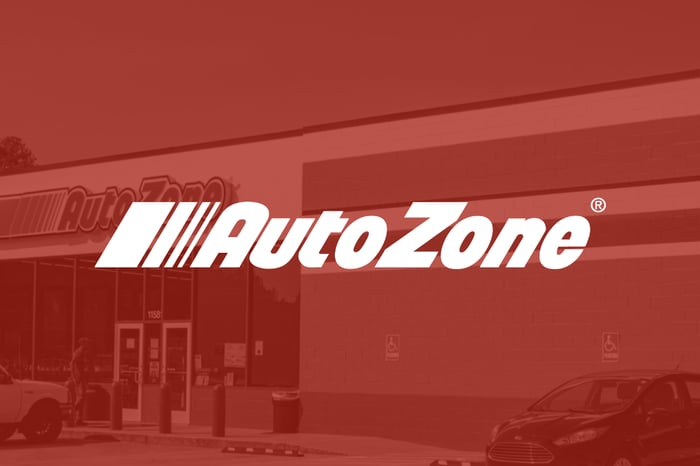 White AutoZone logo on a red background.