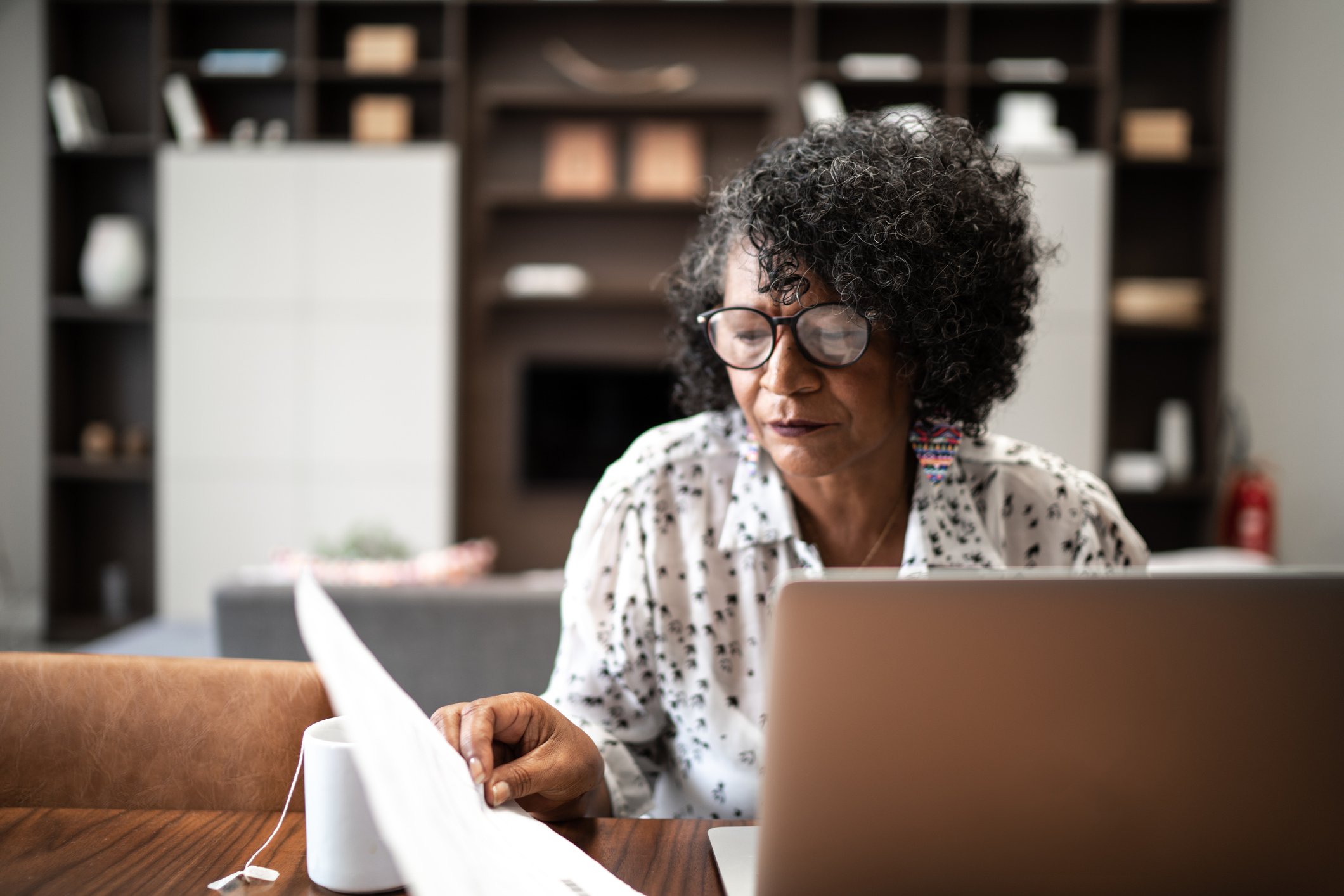 retiree reviewing finances