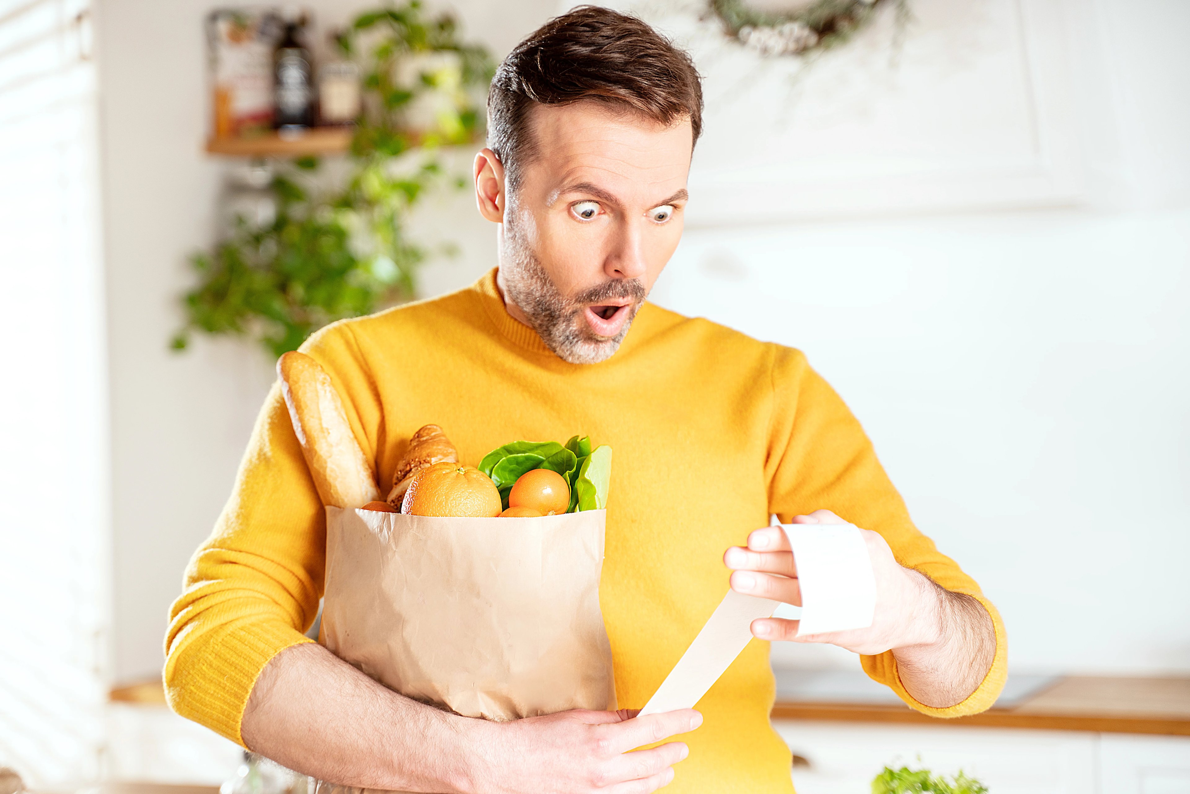 shopper is shocked at grocery receipt Getty Images