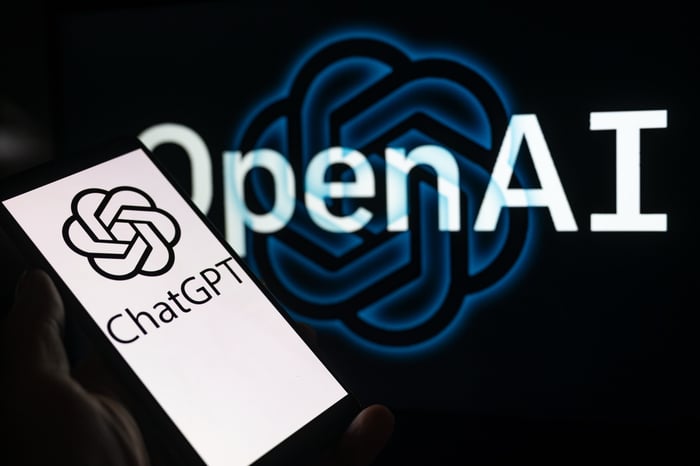 A phone with the word ChatGPT on it.