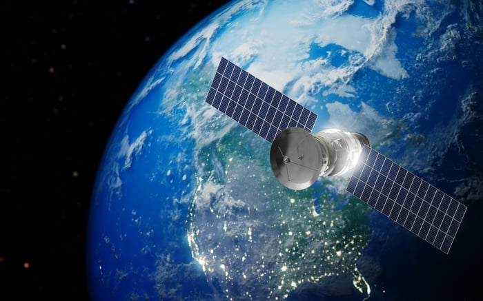 A satellite in orbit.