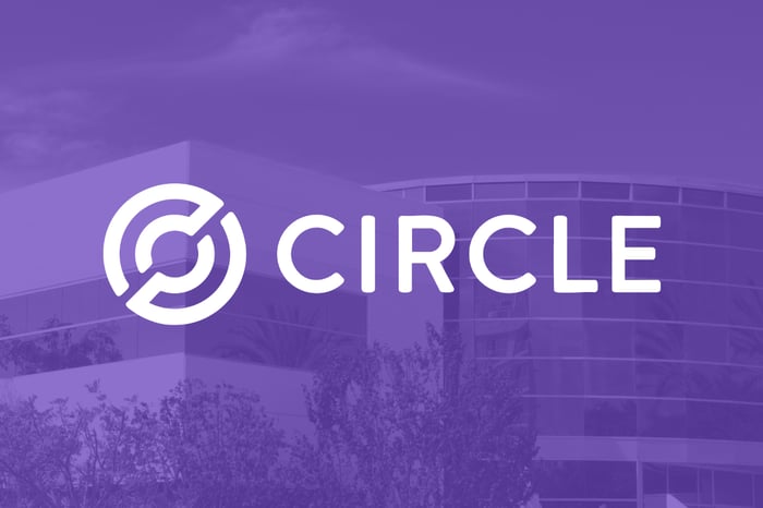 White Circle logo on purple background.