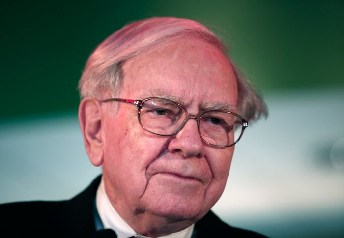 Closeup shot of Warren Buffett at an event.