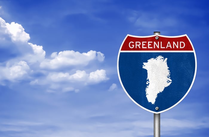 Greenland featured on road sign.