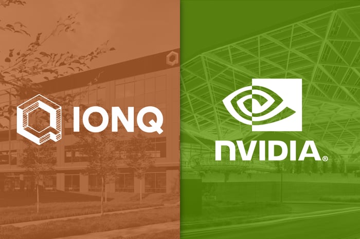 The IonQ and Nvidia logos.