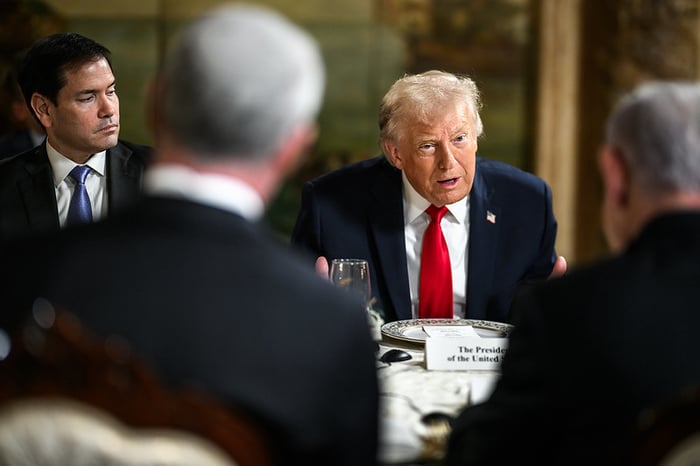 Image of Donald Trump at a meeting