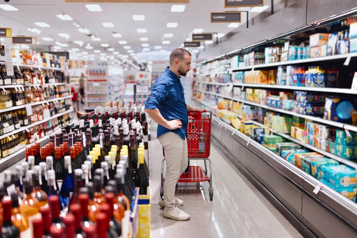 Shopper walking the aisles.
