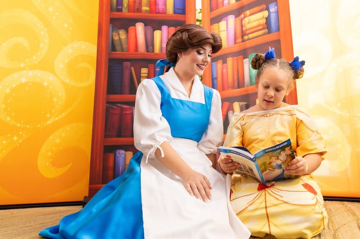 Disney princess Belle and a guest.